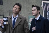 Misha Collins as Castiel and Alexander Calvert as Jack in SUPERNATURAL - Season 15 - "Gimme Shelter" | © 2020 The CW Network, LLC./Katie Yu