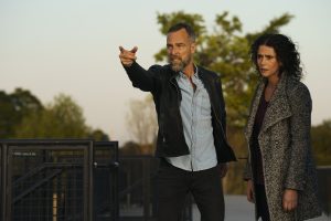 JR Bourne as Chris Argent and Melissa Ponzio as Melissa McCall in TEEN WOLF: THE MOVIE | ©2023 Paramount+/MTV/Curtis Bonds Baker